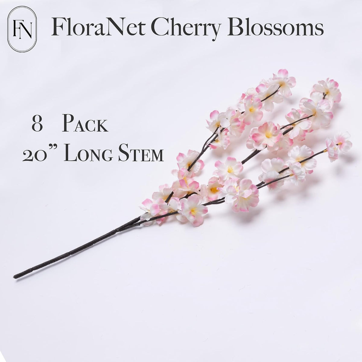 8 Pack Artificial Cherry Blossom Branches - 20 Inch Real Touch Silk Flowers with Bendable Stems for Vase, Wedding, Home Office Decor, Spring Floral, Party & Event Decor (Blush Pink Gradient)
