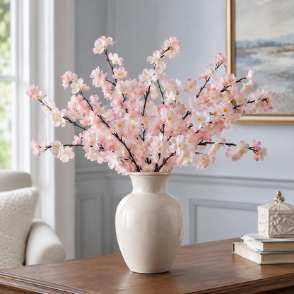 8 Pack Artificial Cherry Blossom Branches - 20 Inch Real Touch Silk Flowers with Bendable Stems for Vase, Wedding, Home Office Decor, Spring Floral, Party & Event Decor (Blush Pink Gradient)
