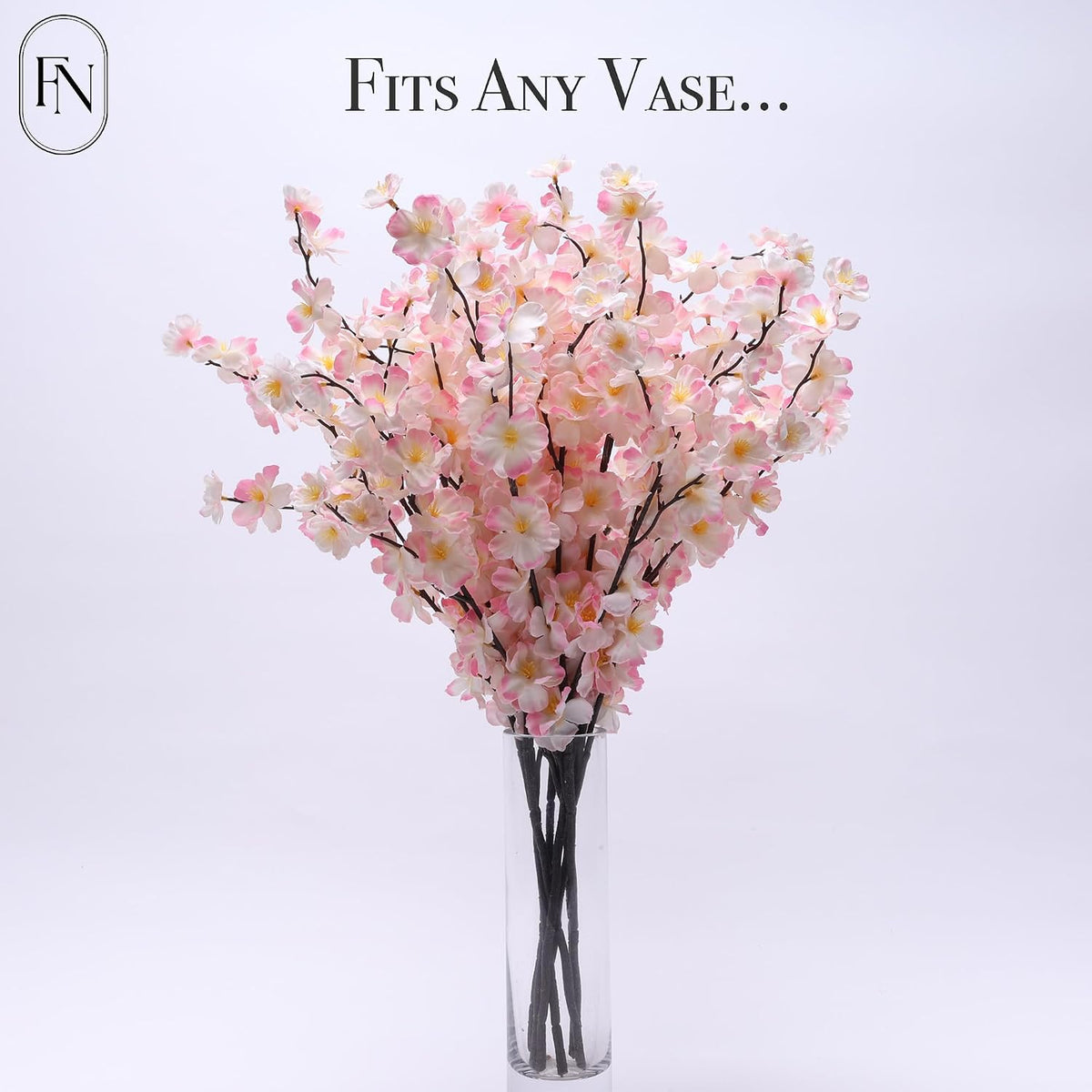 8 Pack Artificial Cherry Blossom Branches - 20 Inch Real Touch Silk Flowers with Bendable Stems for Vase, Wedding, Home Office Decor, Spring Floral, Party & Event Decor (Blush Pink Gradient)