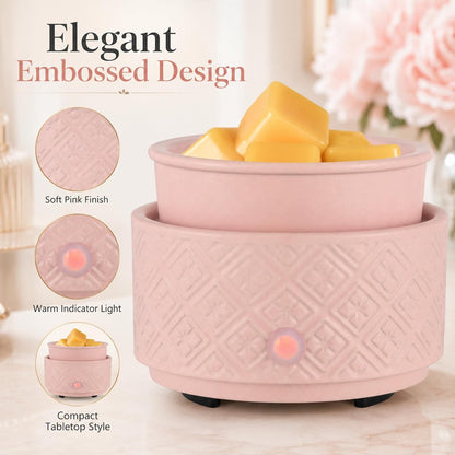 Wax Melt Warmer for Scented Wax,3-in-1Ceramic Wax Warmer Fragrances Candle Oils, Home Fragrance Burner,Electric Candle Warmer Perfect Christmas Gifts for Mom Women(Pink)