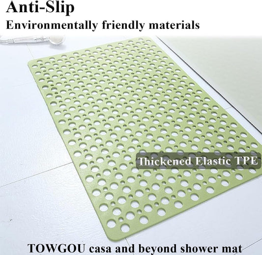 Shower Mat for Bathroom Tub and Shower Non Slip Extra Thick Soft TPE Bath Mat with Strong Suction Cups Fast Dry Machine Washable (Pink, 20.9" x 20.9")