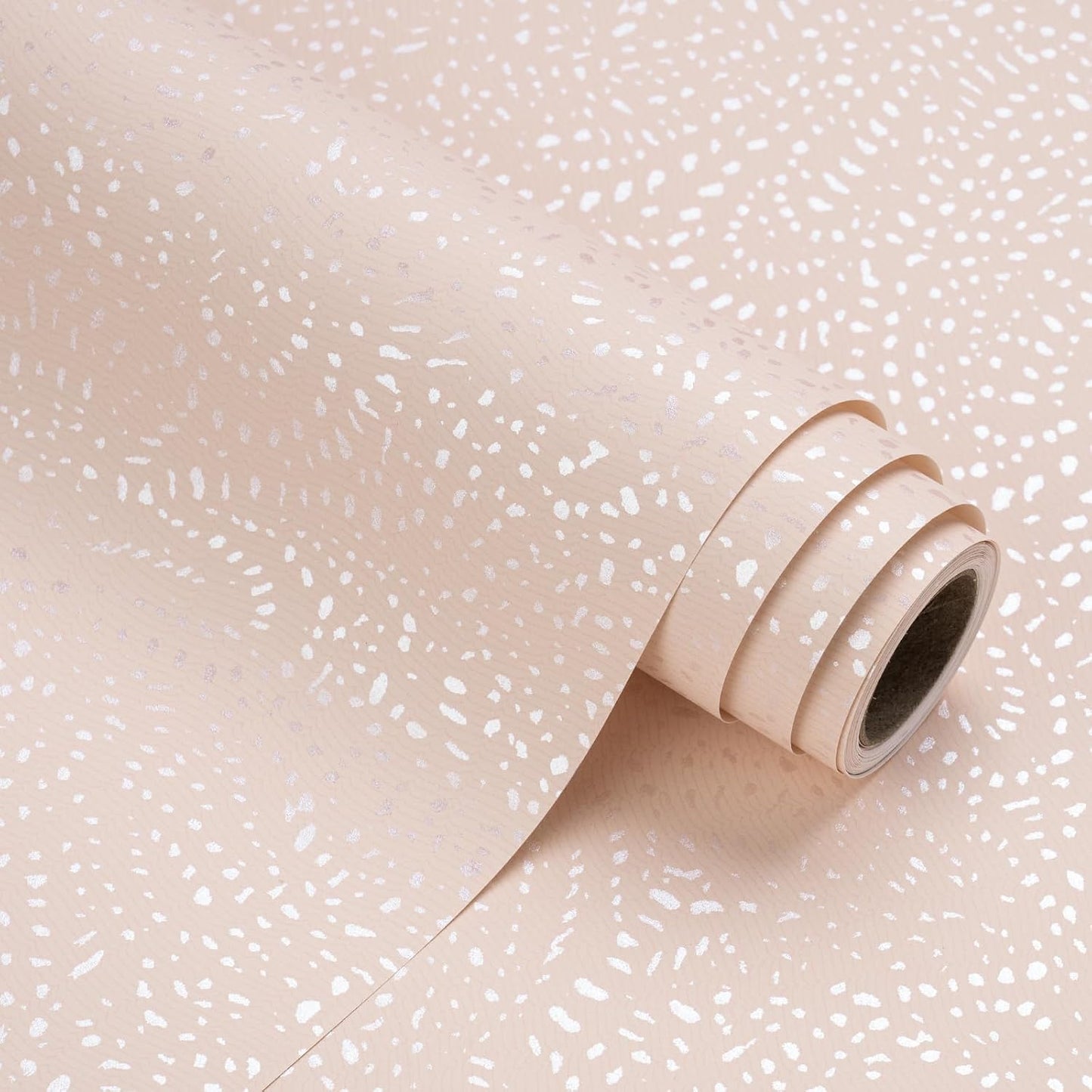 WRAPAHOLIC Pink Wrapping Paper Roll - Mini Roll - 17 Inch x 16.5 Feet - Pink with Silver Design Perfect for Birthday, Holiday, Wedding, Baby Shower