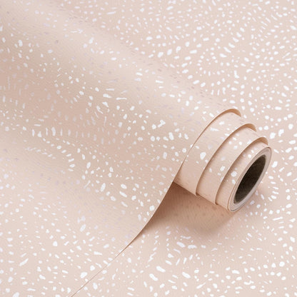 WRAPAHOLIC Pink Wrapping Paper Roll - Mini Roll - 17 Inch x 16.5 Feet - Pink with Silver Design Perfect for Birthday, Holiday, Wedding, Baby Shower