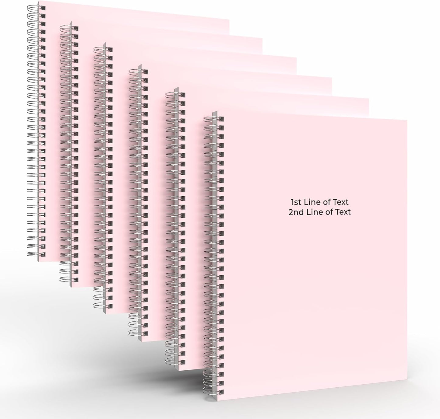 Custom Spiral Notebook Journals with a Pastel Pink Colored Cover - 6 Pack of 8.5" x 11" – College Ruled, Hard Cover, 50 Sheets Per Book – For Journaling, Office, School Supplies, etc.