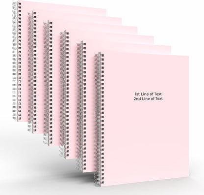 Custom Spiral Notebook Journals with a Pastel Pink Colored Cover - 6 Pack of 8.5" x 11" – College Ruled, Hard Cover, 50 Sheets Per Book – For Journaling, Office, School Supplies, etc.