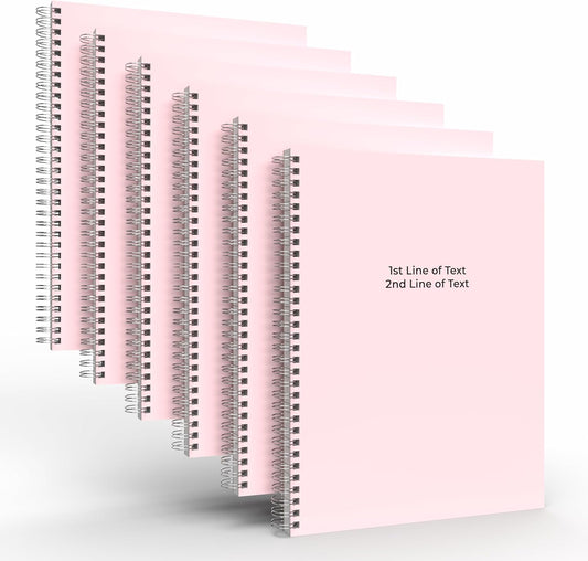 Custom Spiral Notebook Journals with a Pastel Pink Colored Cover - 6 Pack of 8.5" x 11" – College Ruled, Hard Cover, 50 Sheets Per Book – For Journaling, Office, School Supplies, etc.