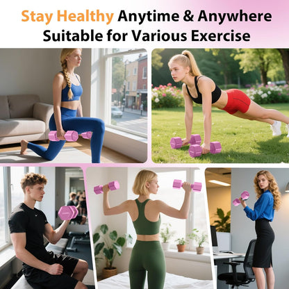 Adjustable Dumbbell Set of 2, 4 in 1 Free Weights Dumbbells Set, Hand Weights for Women at Home, 5 lb Dumbbells Set with Non-slip Comfort Handle for Home Gym Exercise Workout Training