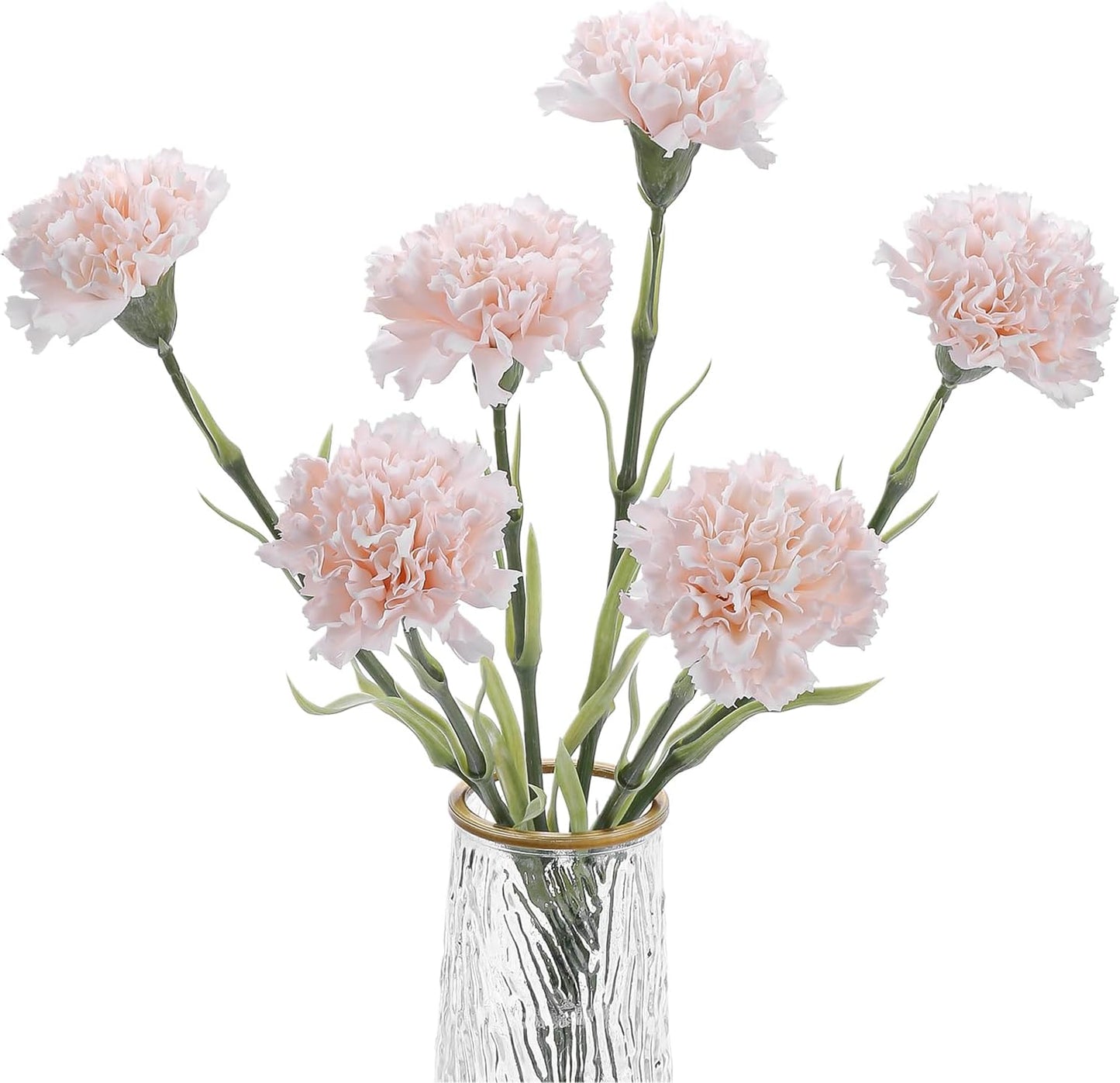 DuHouse 6pcs Carnations Artificial Flowers Latex Carnation Flowers,Real Touch Carnations with Stems for Wedding Party Office Home Decor(Blush)