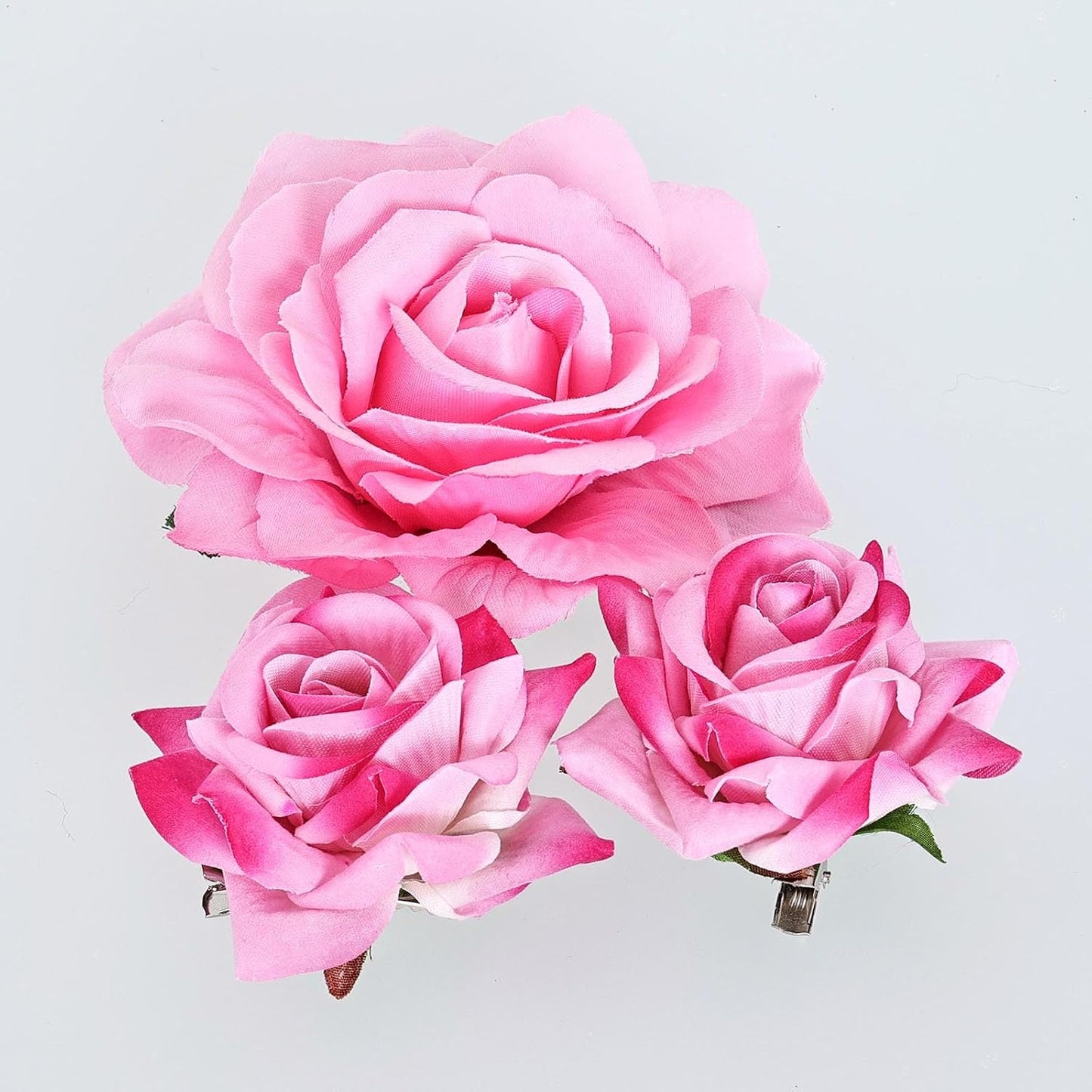 Topbuti Rose Hair Clip Flower Hairpin Brooch Floral Clips, 4 Pcs Fabric Rose Flowers Hair Clips Mexican Hair Flowers Pin up Headpieces for Woman Girl Wedding Party Mother's Day (2 Sizes) (Pink)