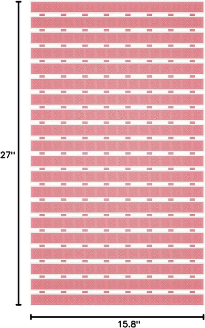 Non Slip Rubber Bathtub & Shower Mat - Fast Drain & Upright Drying Design, Strong Suction Cups, Structured Textured Surface, Low-Maintenance Bathroom Safety Mat, 27 x 16 Inch, Pink, Matace