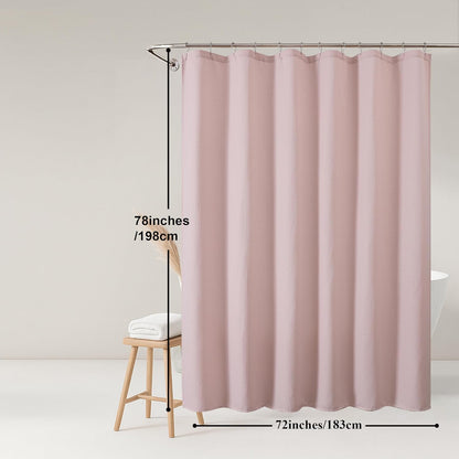 OWENIE Blush Waffle Weave Fabric Shower Curtain, Textured Heavy Cloth Shower Curtains for Bathroom, Water Repellent Soft Hotel Spa Luxury Elegant Bath Curtain, Machine Washable, Blush, 72x78 Inch