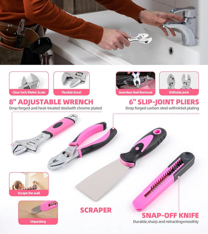 Pink Power-Screwdrivers Tool Set for Women,3.6V Power Screwdriver Cordless Rechargeable Tool Kit 143-Piece Electric Screwdriver Cordless Tool Set Pink 143PCS Tool Box