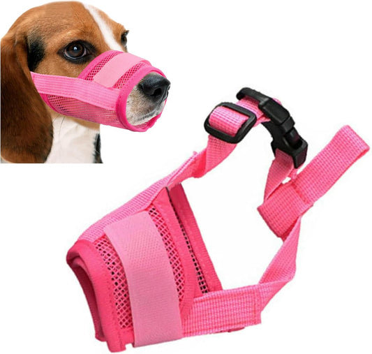 Dog Muzzle,Soft Mesh Dog Muzzles Dogs, Breathable Adjustable Loop Pets Muzzle to Prevent Biting Barking and Chewing, Ideal for Training, Grooming & Daily Use (Pink, 3#L)