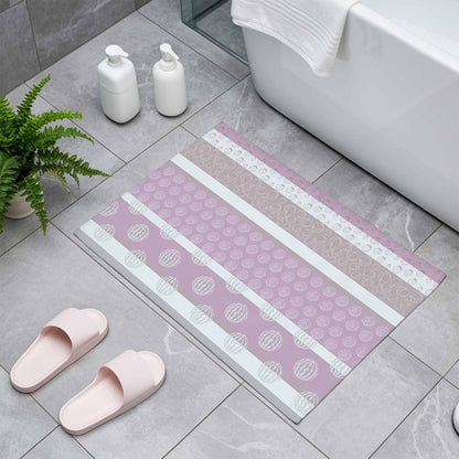 Farm Fruits Indoor Door Mat - 16"x24", Non-Slip Welcome Mat for Outdoor, Watermelon Lemons Peach Pink Grey Striped Front Doormat for Entry, Low-Profile Doormat Entrance Rug for Kitchen/Bathroom