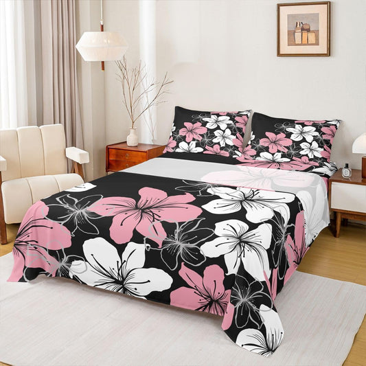 Castle Fairy Peach Blossom Bed Sheet 4 Piece,Romantic Vintage Flowers Sheets Full Size Bed Set for Teens Adults Women Bedroom Decor,Dusty Pink Floral Bedding Set with Flat,Fitted Sheet,2 Pillow Cases