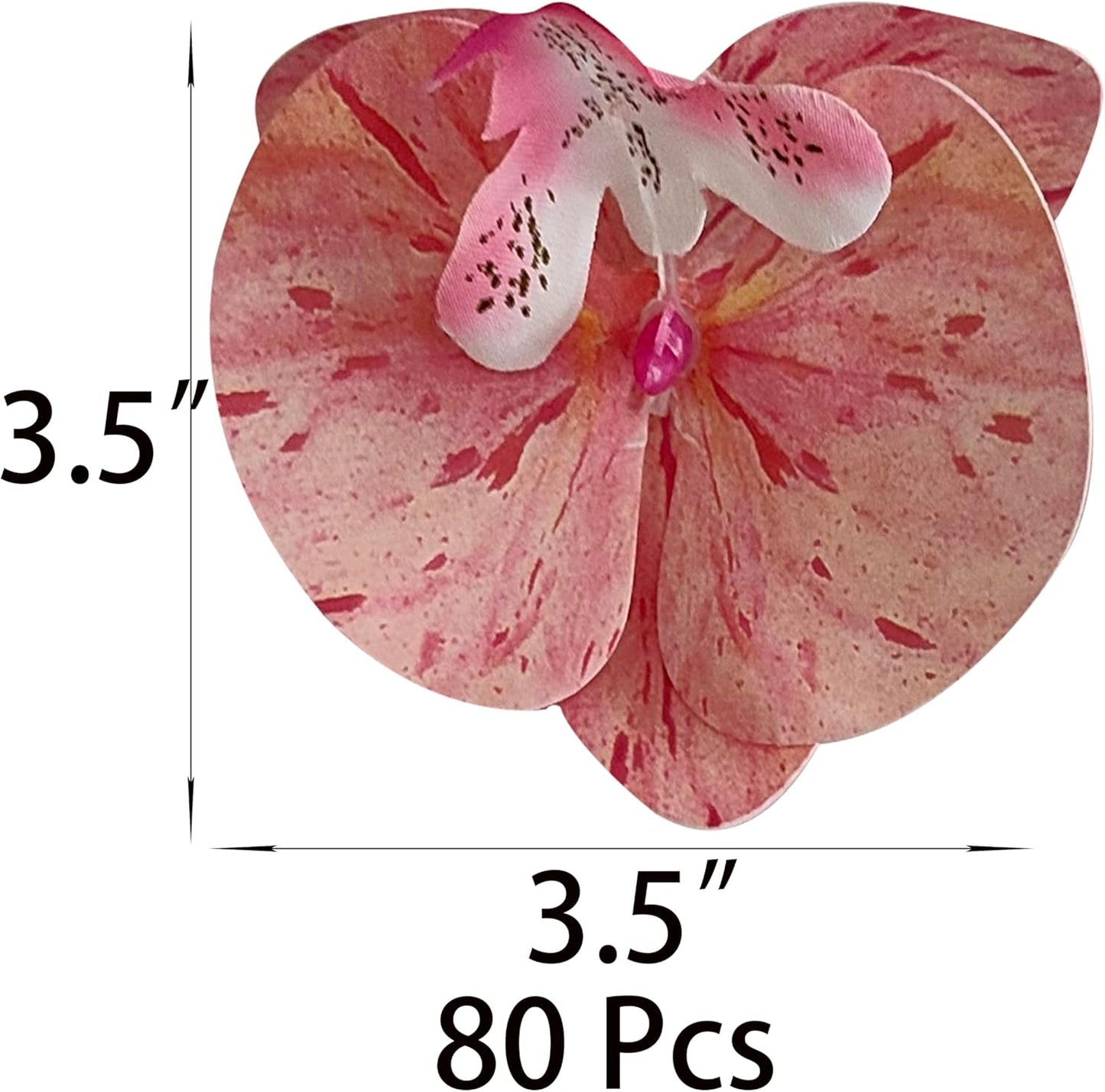 Fake Pink Orchids Artificial Flowers Heads, 3.5''Fake Orchid Heads for Wedding Floral Bouquet Decor DIY Craft Making Bridal Shower Photography Props (80, Pink)