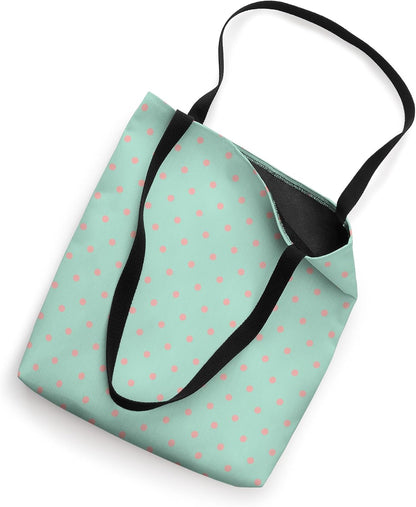 Peach Pink Tiny Polka Dot Pattern Cute Aesthetic Light Blue Tote Bag