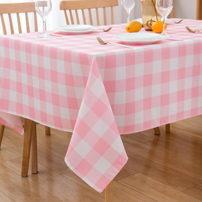 Pink Gingham Tablecloth Rectangle Table 60" X 120" - Oblong Polyester Pink and White Checkered Plaid Table Cover Reusable Water Resistant for Spring Valentine Summer Holiday Picnic Dinner Décor