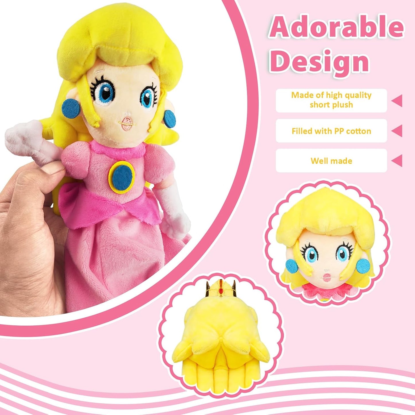 Princess Peach Plush Toy Princess Peach Doll Collection Mario Plush Stuffed Animals Toys 10 Inch (Pink Sweet Gift for Mario Fans