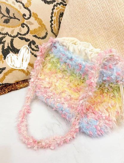 Hand Spun Yarn 2 Pack of 50g/Skein Wool Cotton Mohair Acrylic with Hand Art Blended Colorful Handmade (Green 1 Pack and Pink 1 Pack)