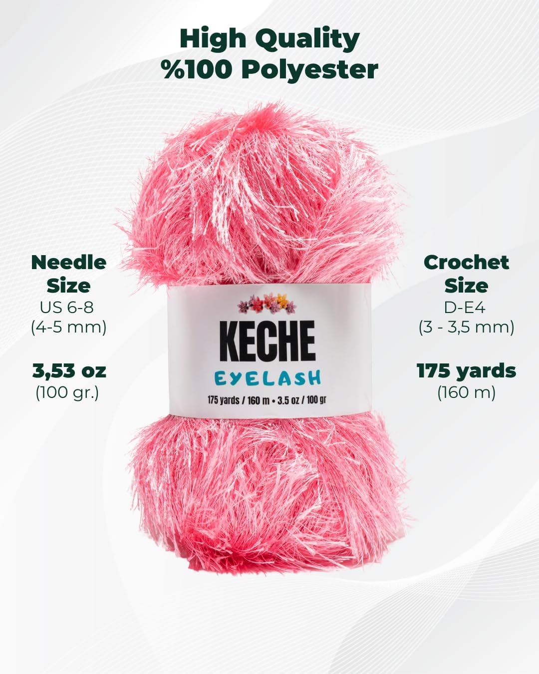 Eyelash Fun Fur Yarn - Premium Soft Crochet Yarn DIY Hand Knitting 100% Polyester 175 Yds 3.53 Oz (Pack of 3) - Baby Pink