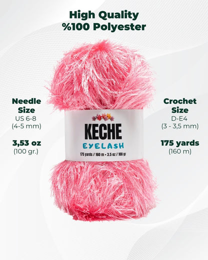 Eyelash Fun Fur Yarn - Premium Soft Crochet Yarn DIY Hand Knitting 100% Polyester 175 Yds 3.53 Oz (Pack of 3) - Baby Pink