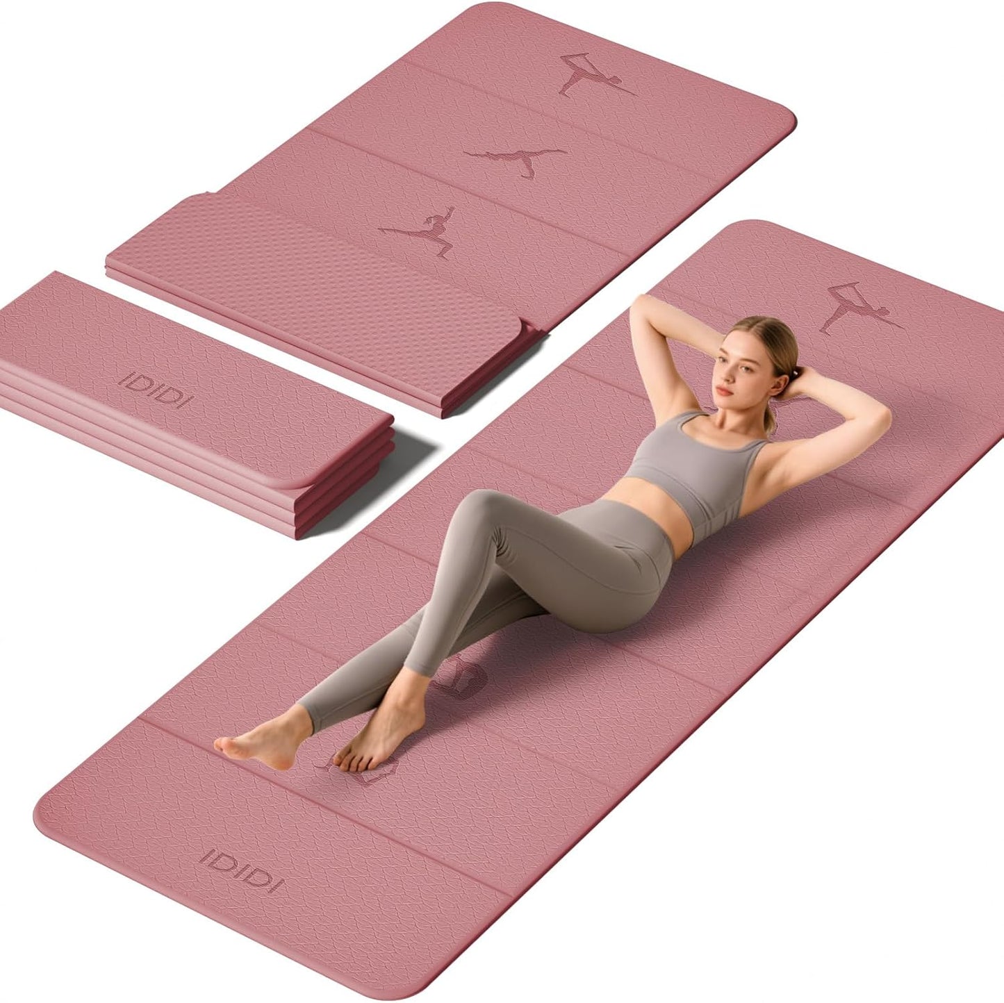 Extra Thick 10mm Foldable Yoga Mat, SGS Certified POE Non-Slip Mat, Multi-Purpose Exercise & Fitness Mats for Studio or Home