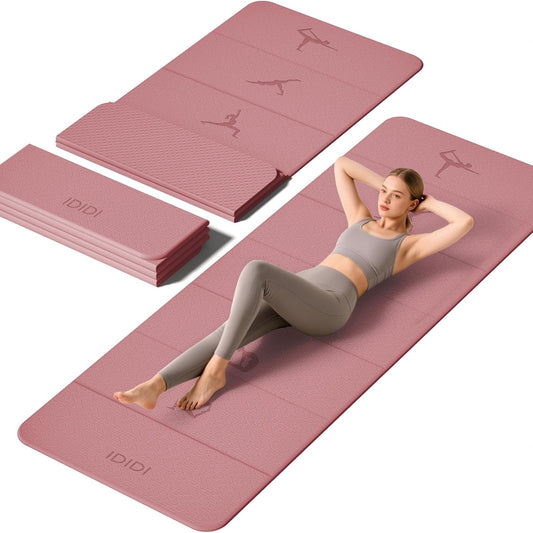 Extra Thick 10mm Foldable Yoga Mat, SGS Certified POE Non-Slip Mat, Multi-Purpose Exercise & Fitness Mats for Studio or Home