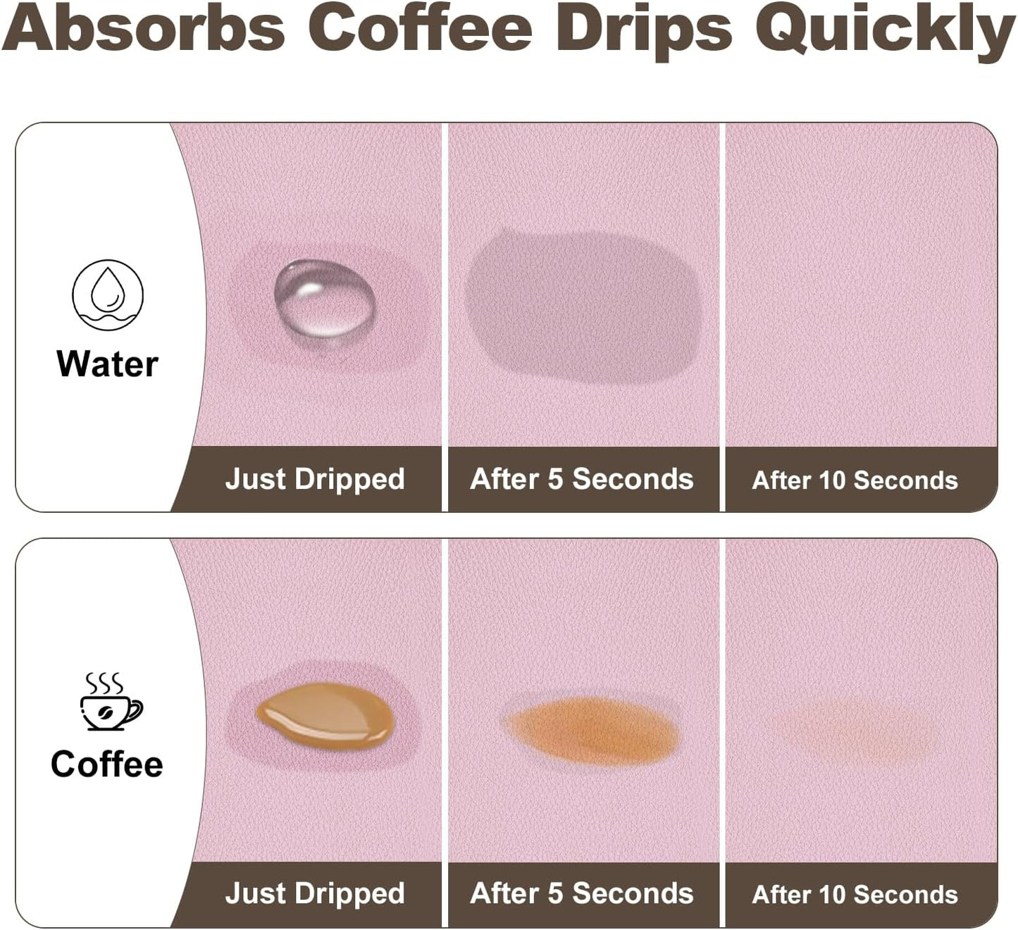 Coffee Mat,Absorbent Dish Drying Mat for Kitchen Counter,Coffee Bar Mat,Non-Slip Rubber Backed,Hide Stains & Quick Dry,for Espresso Machine,Coffee Station,Cups & Sink,12" x 20"(Pink)
