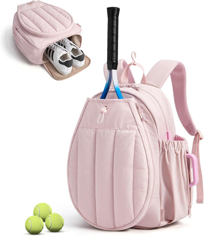 BAGSMART Tennis Gym Bag for Women, Tennis Backpack Holds 2 Rackets with Shoe Compartment, 15.6" Laptop Gym Backpacks for Court, Off-work, Everyday & Overnight Weekend