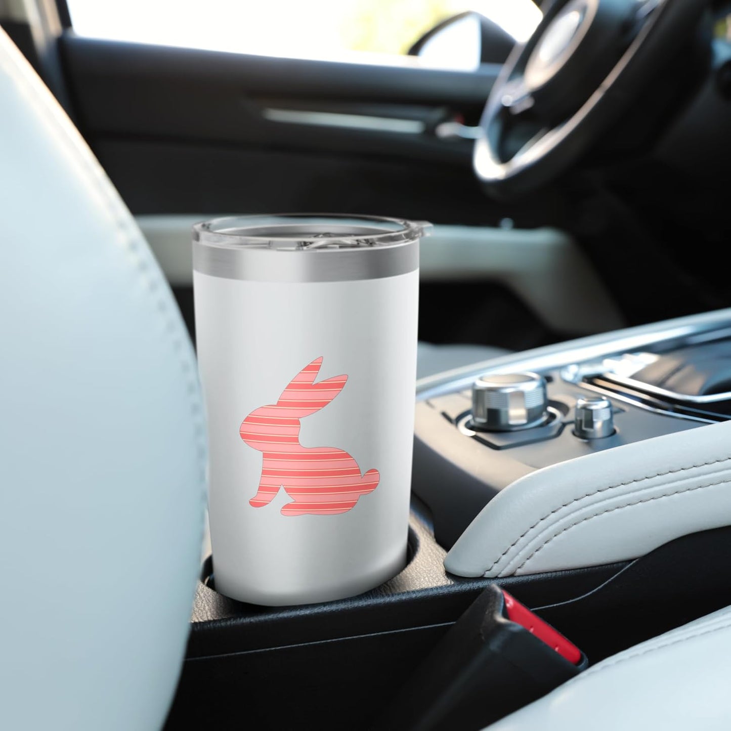 Cute Peach Red Pink Minimalist Horizontal Striped Pattern Stainless Steel Insulated Tumbler