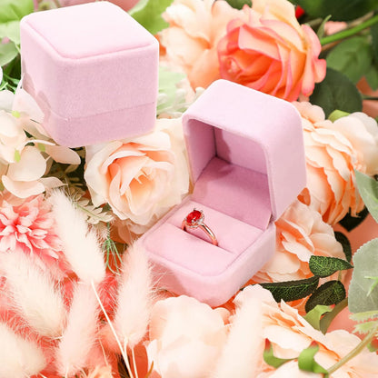 Zhanmai 12 Pcs Velvet Ring Box Jewelry Box Earring Jewelry Case Gift Boxes for Women Wedding Anniversary 2.12 x 1.77 x 2 Inch(Pink)
