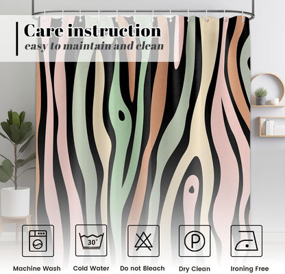 Abstract Stripe Shower Curtain Blush Pink Sage Green Wood Grain Pattern Shower Curtains for Bathroom Decor, Waterproof Cloth Fabric with Hooks 70 x 72 Inches
