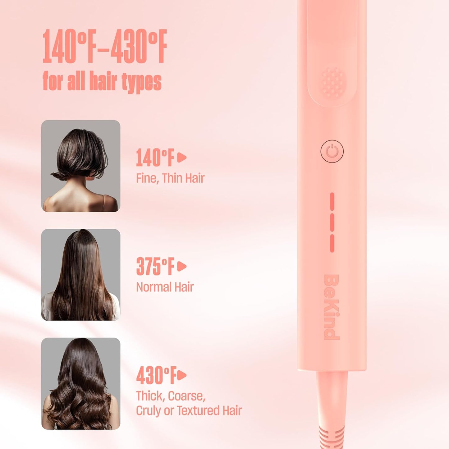 Curliq PTC Ceramic 1 Inch Curling Iron by BeKind, Long Barrel 1 Inch Curling Wand for Long Hair Up to 430F°, Dual Voltage Hair Curler for Women, Hair Styling Tools