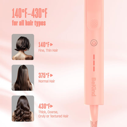Curliq PTC Ceramic 1.25 Inch Curling Iron by BeKind, Extra Long Barrel 1 1/4 Inch Curling Wand for Long Hair Up to 430F°, Dual Voltage Hair Curler for Women, Hair Styling Tools