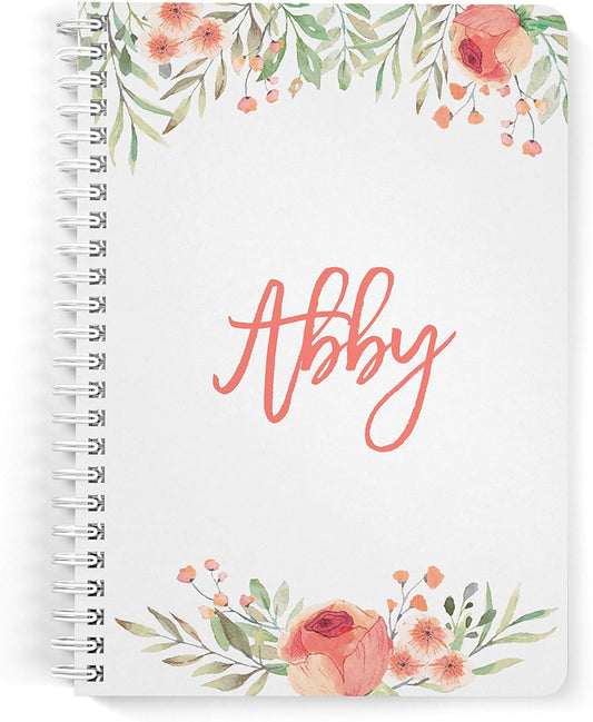 Personalized Peach Notebook for Women, Lined or Unlined Spiral Softcover Book