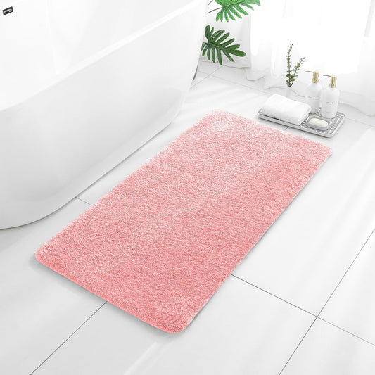 Pink Bathroom Rugs 24"x48" – Long Plush Non-Slip Bath Mat, Absorbent & Washable Microfiber Runner Rug – Perfect for Tub, Sink, or Washroom