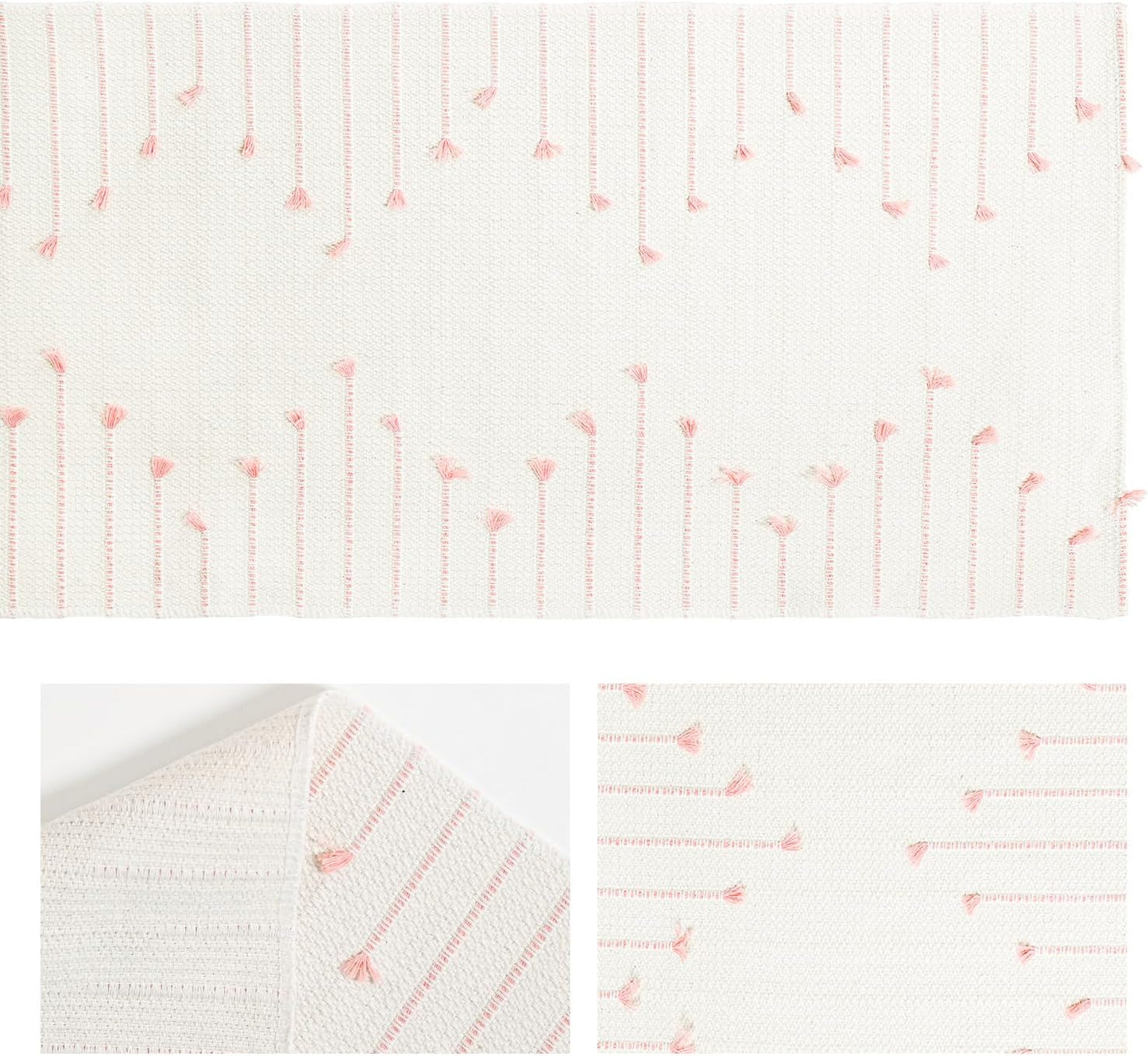 Artoid Mode Pink Boho Table Runner for Farmhouse Rustic，Seasonal Holiday Macrame Burlap Kitchen Dining Table Decoration for Home Party Decor 12x72 Inch