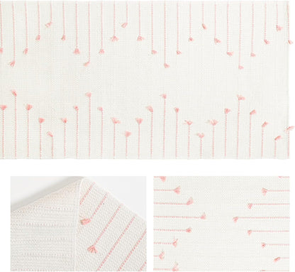 Artoid Mode Pink Boho Table Runner for Farmhouse Rustic，Seasonal Holiday Macrame Burlap Kitchen Dining Table Decoration for Home Party Decor 12x72 Inch