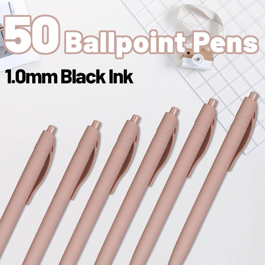 BallPoint Pens, 50 Pack (BLACK Ink),Bulk Pens, Pale Dogwood Pink Barrel,Click Pens for Office Home and School, Retractable Ballpoint Pens, Medium Point, 1.00MM (Pale Dogwood Pink)