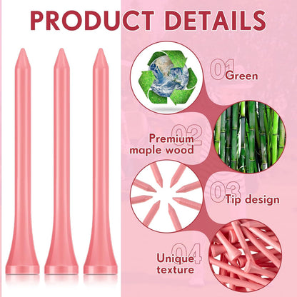 Jenaai 200 Pcs Golf Tees Bamboo Golf Tees Professional Golf Tees Bulk for Women Golf Club Accessories