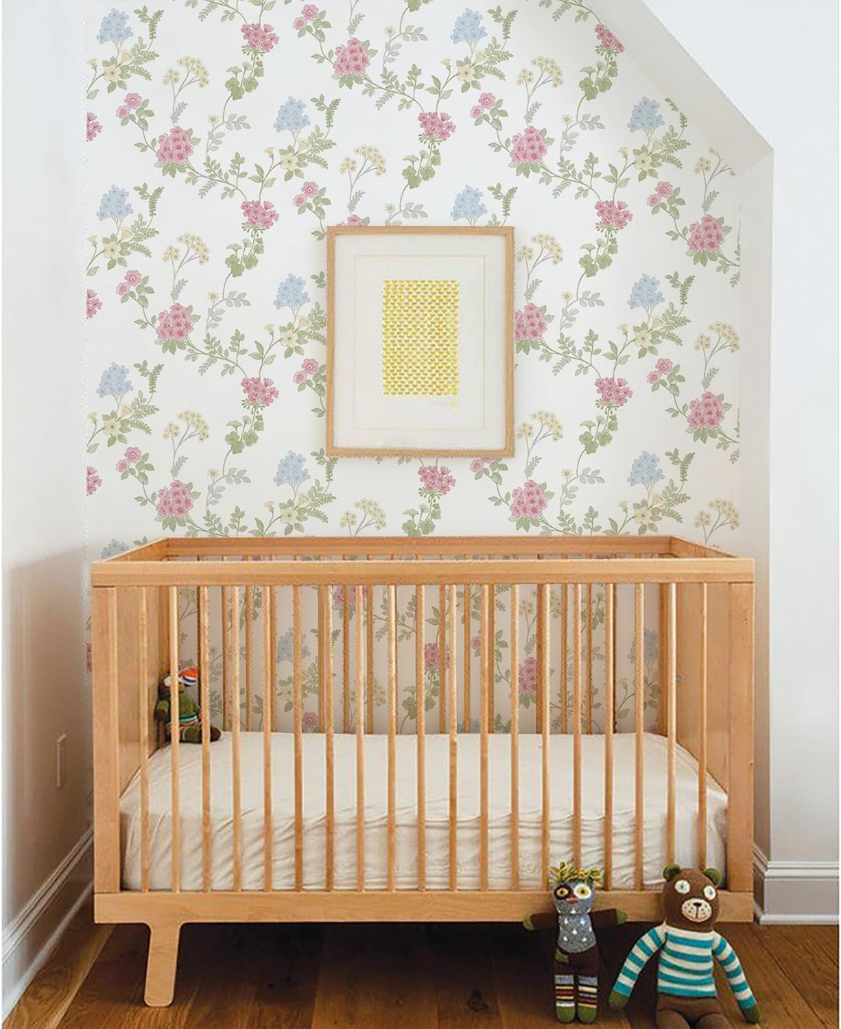 Orainege Pink Floral Peel and Stick Wallpaper Removable Self Adhesive Wall Paper 16.9inx118.1in Modern Wallpaper for Bedroom Bathroom Green Leaf Contact Paper for Cabinets