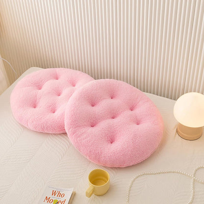 2pcs Round Chair Cushions 16inch Seat Cushion for Chairs Stool Plush Seat Pad Winter Warm Chair Covering for Dining Room, Foam Padding Round Chair Pads Floor Pillow Cushions (Pink)