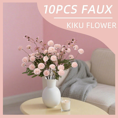 8PCS Pink Fake Flowers Artificial Chrysanthemum Faux Mums Matching 2PCS Rose Red Daisy Faux Flowers for Vase Fall Long Stems Flower Silk Flower for Home Decor Wedding Decor (20.5In,No Vase)