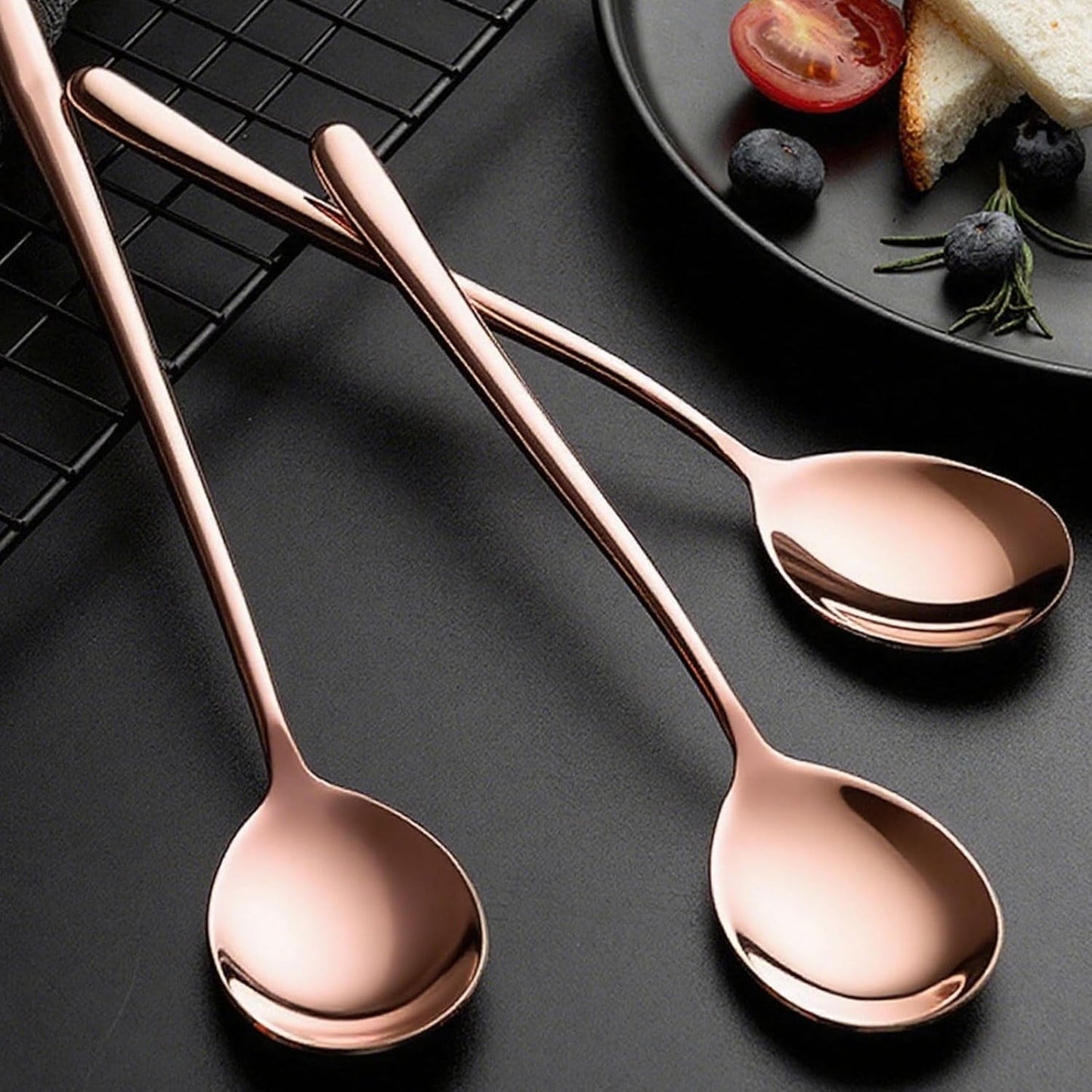 Demitasse Espresso Spoons, 8Pcs Rose Gold Coffee Spoons 5.3inch, Stainless Steel Mini Tea Spoons for Coffee Sugar Dessert Cake Ice Cream Soup Antipasto Cappuccino