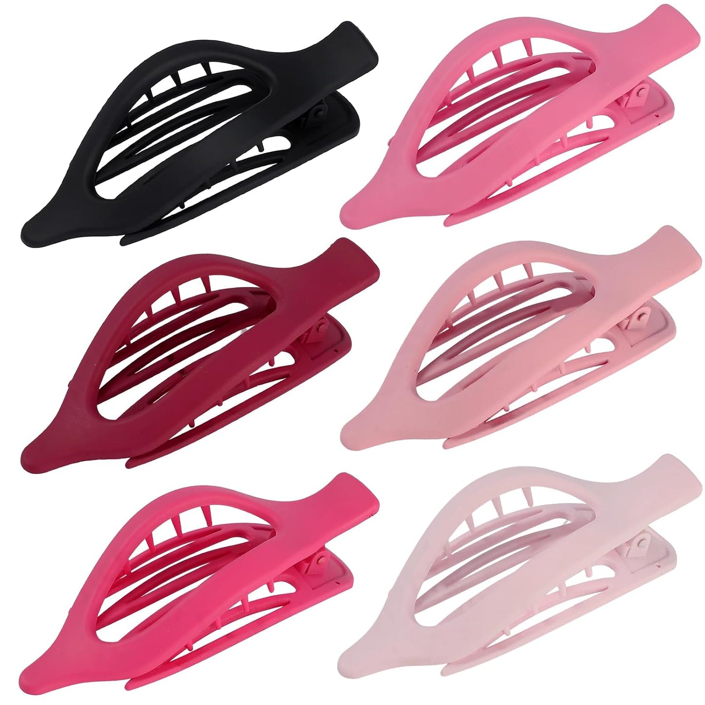 Flat Hair Clips for Women - 6 PCS French Flat Claw Clips Medium Hair Clips for Girls Large Hair Claw Clips for Thick or Thin Hair Strong Hold No Slip Hair Accessories for women (Pink)