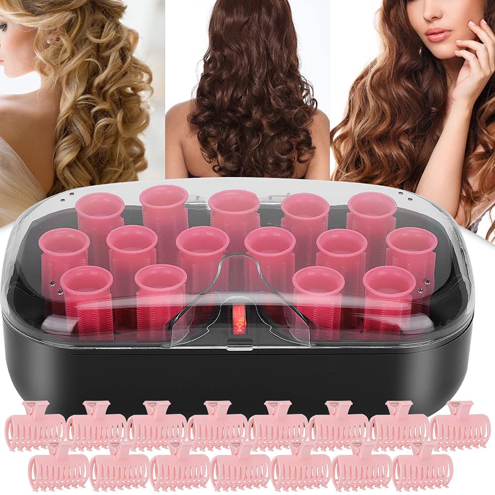 Yosoo Hair Perm Rods, 15pcs Electric Hot Rollers with Instant Heat, Clip Travel Hot Rollers for Long and Short Hair, 30mm, Pink (8ead9545-a6a7-4304-aaf7-72995c9eeadd)