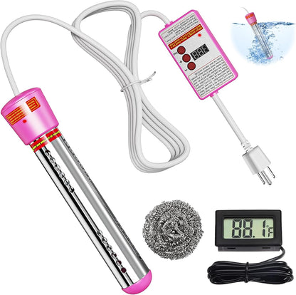 2000W Immersion Water Heater, Portable Electric Bucket Heater with Timing Automatic Power Off Function, LCD Thermometer, UL Certified for Fast Heating in Buckets, Bathtubs, Hot Tubs, Pools, Pet Bath