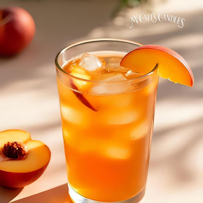 McCall’s Candles | Peach Tea | 18 oz Scented Candle | Indulgence Collection | USA-Poured | Double Wick | Grooved Jar with Carrying Handle | Porch-Side Citrus & Herbal Fragrance
