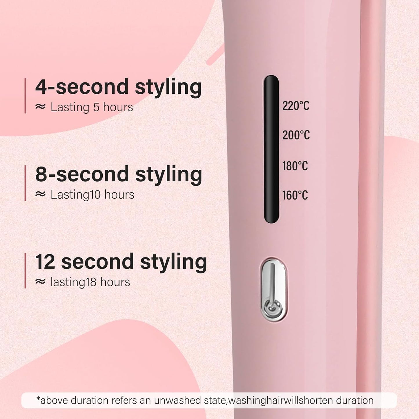 Curling Iron Hair Crimper Waver Beach Waves Curling Wand Hair Curler Beach Waver for Women, Dual Voltage, Anti-Scald, Easy to Use, 1.25 Inch, Pink